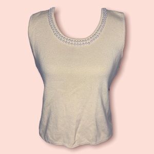 Rafael Sleeveless Top with Pearled Neckline size PL